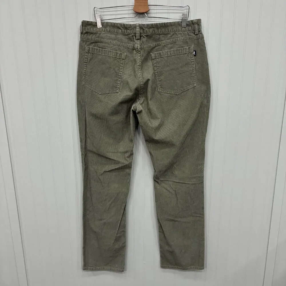 Vineyard Vines Men's W36 x L34 Green Straight Flat Front Cotton Corduroy Pants